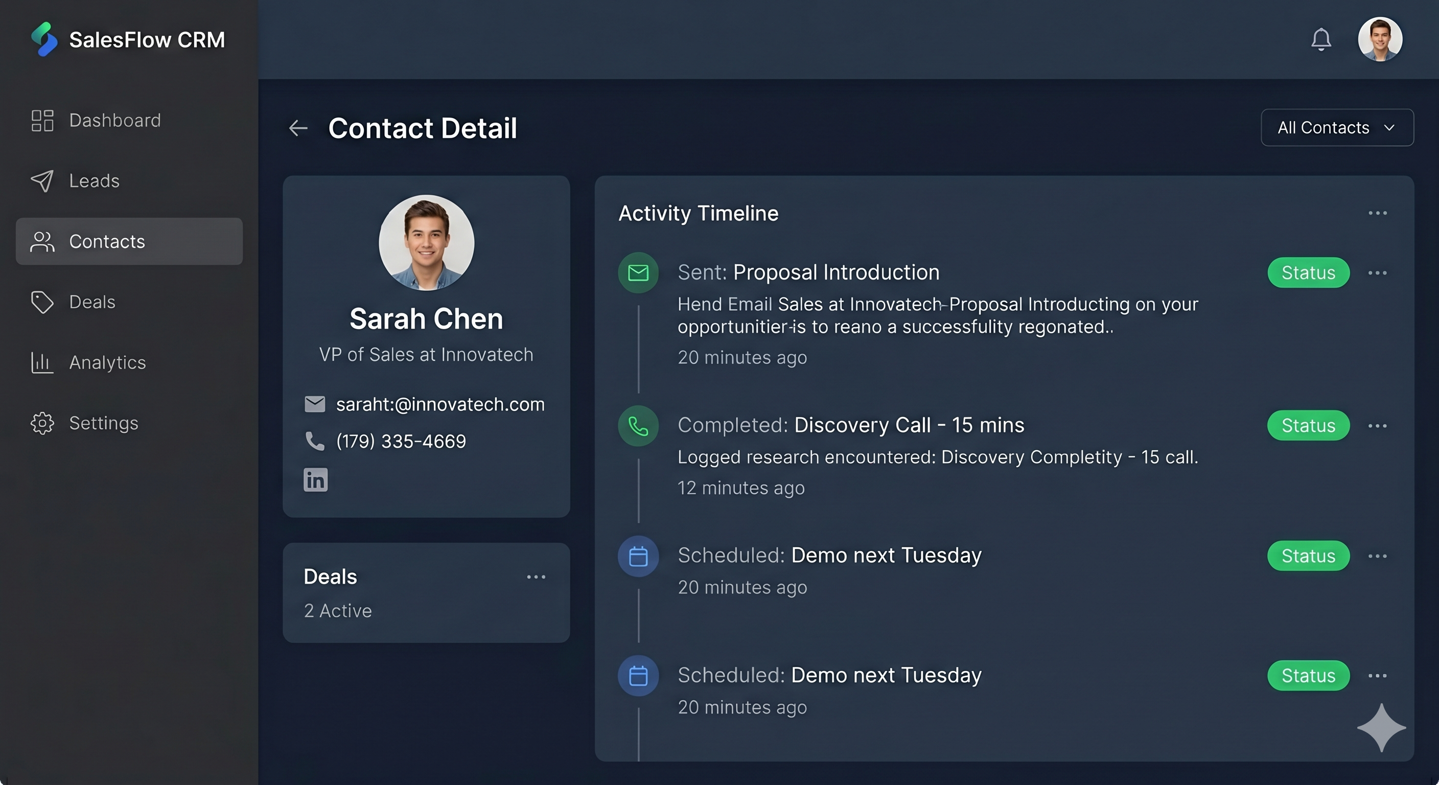 CRM personalizado — dashboard de leads